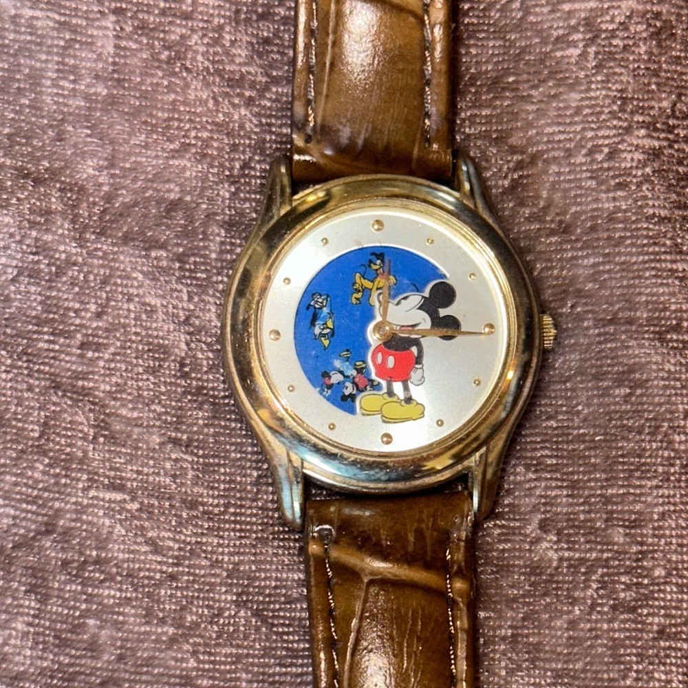 Disney Mickey Mouse Gold and Brown Watch